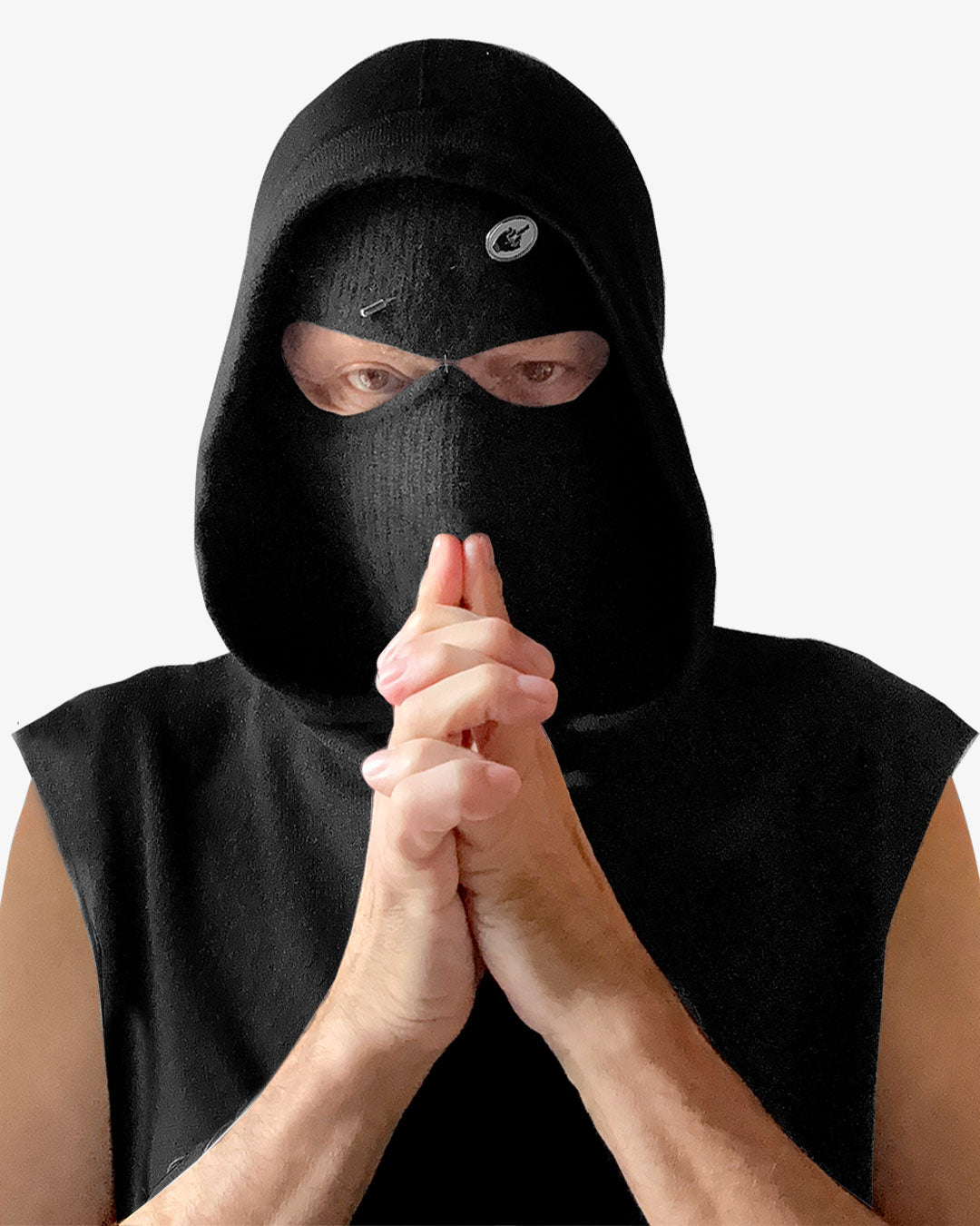 Detail of eye opening on cashmere balaclava — Free Agent N.Y.