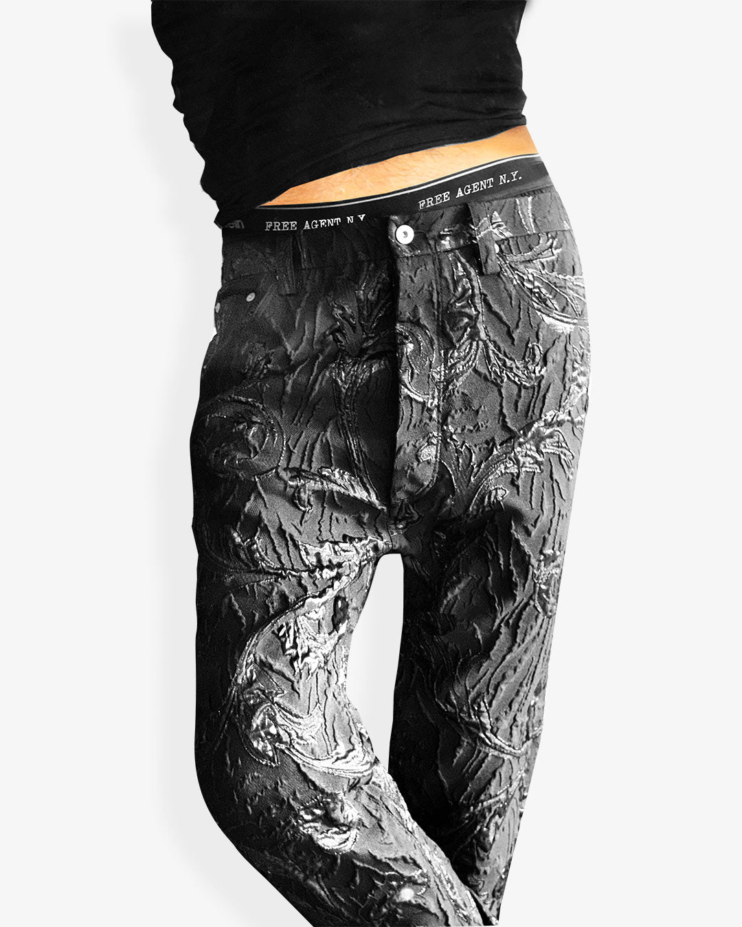 MEN'S BROCADE "BLACK ROSE" LUXE JEANS